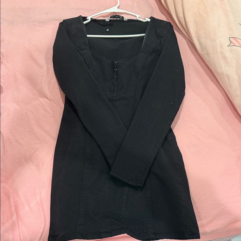 Zara Black Long Sleeve Midi Dress